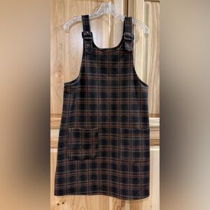 Papillon Brown, Black, Gray Plaid Preppy Schoolgirl Collegiate Jumper Dress